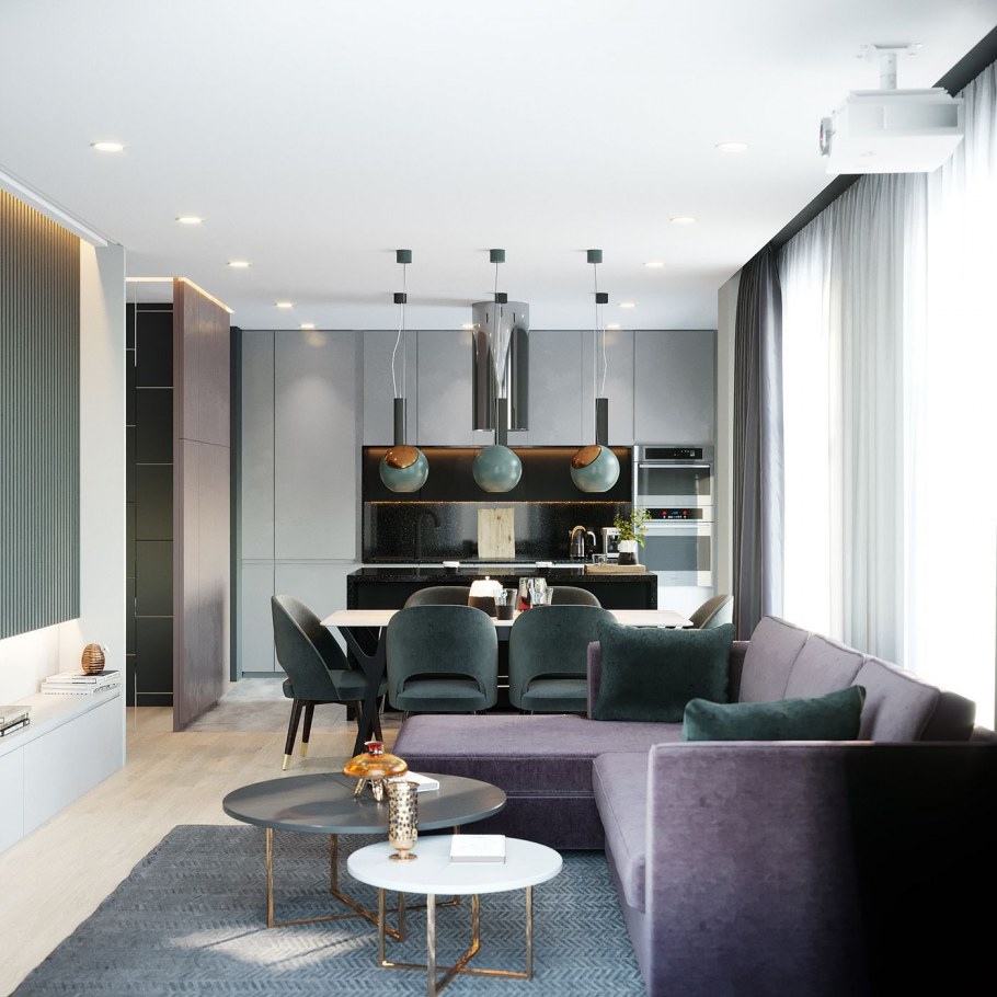 Кухня гостиная в стиле Контемпорари