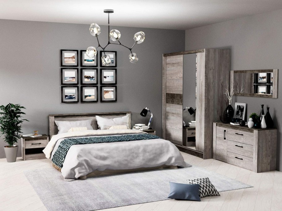 Спальня Денвер Риббек серый