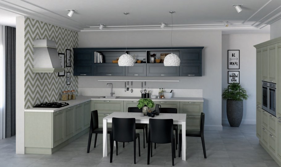 Кухня в серо фиолетовом цвете