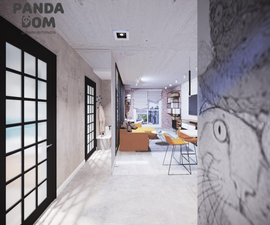 Фасад здания лофт в светлых тонах