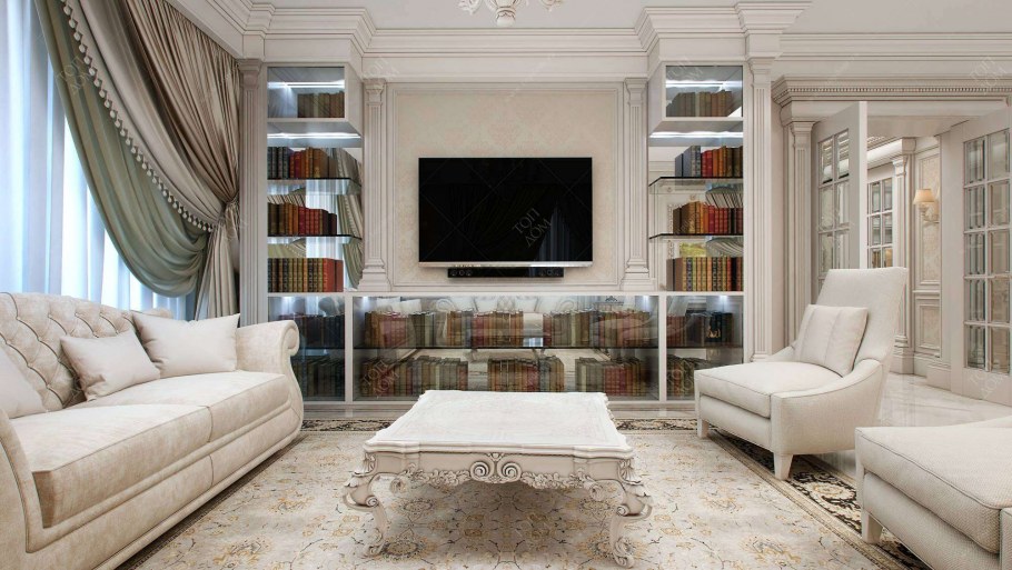 Гостиная цвета слоновой кости