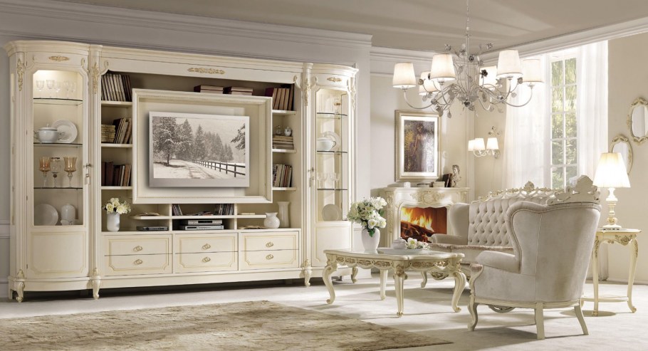 Классические гостиные белого цвета