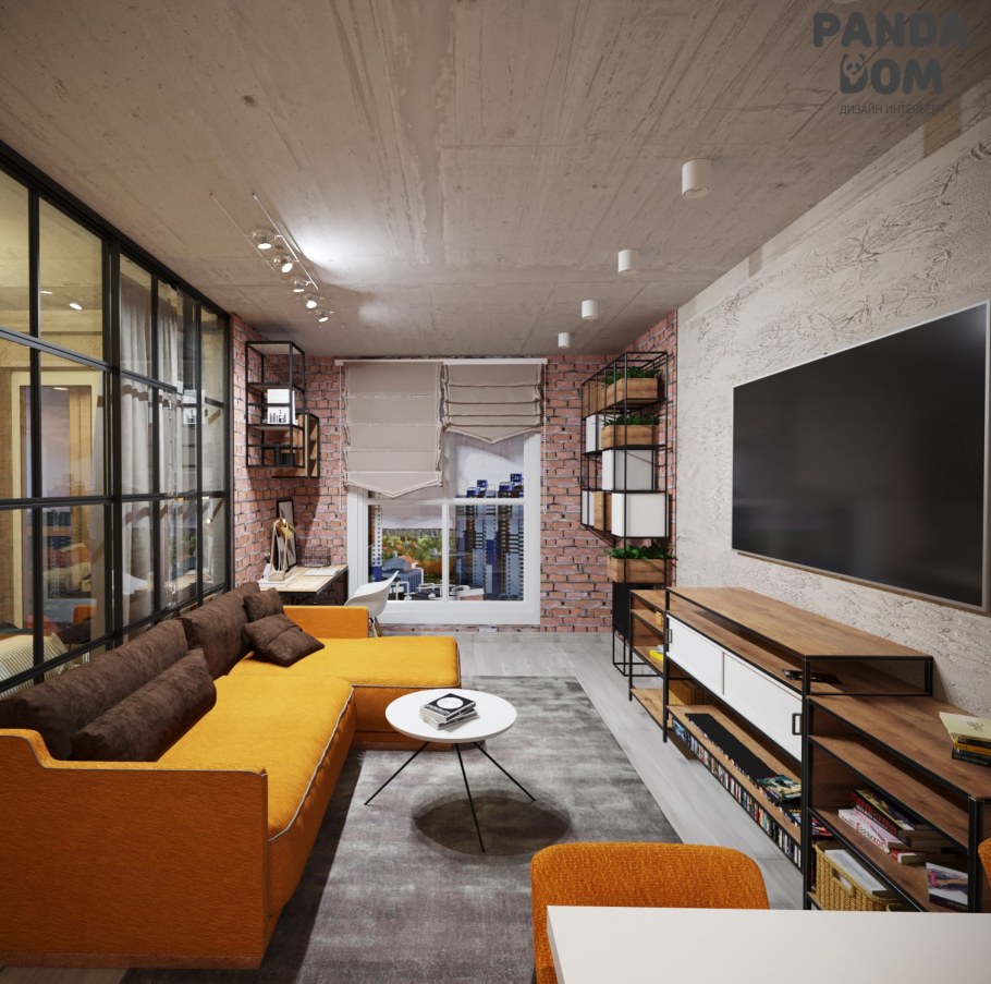 Гостиная лофт светлая