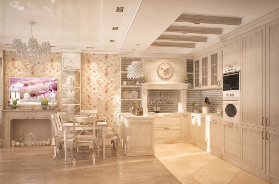 Кухня студия в стиле Прованс