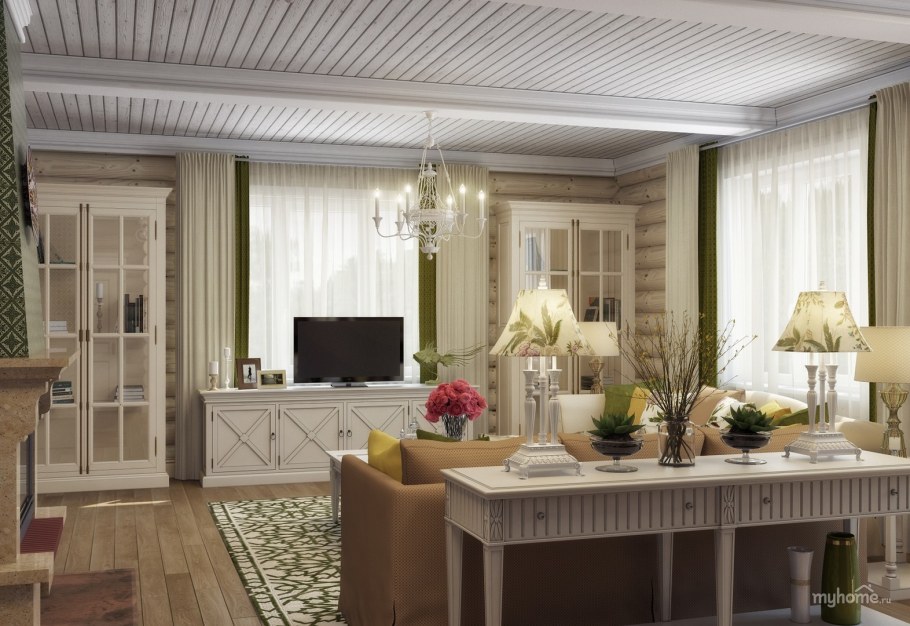 Гостиная в стиле Прованс в квартире