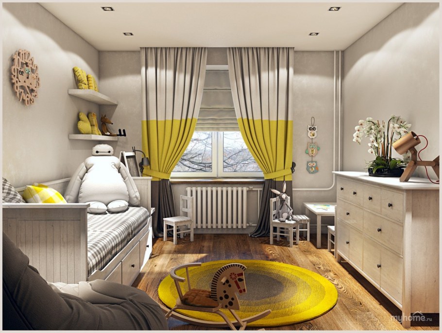 Желтый диван в интерьере