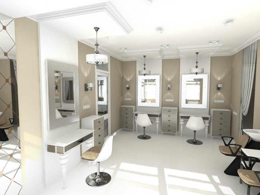 Интерьер парикмахерской маленькой площади