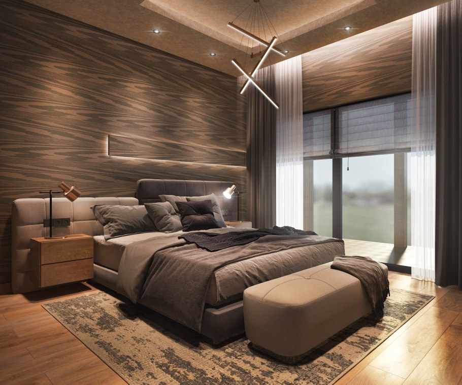 Спальня современная в загородном доме