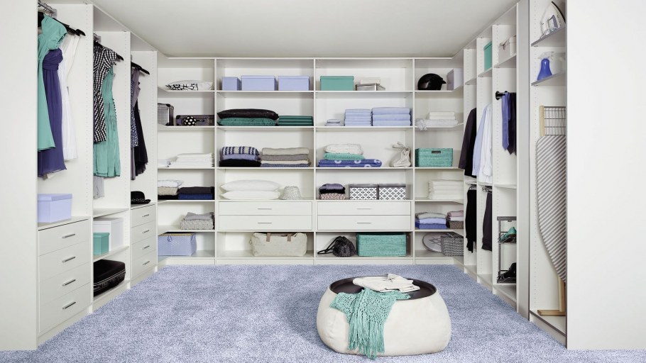 Гардеробная полки шпон