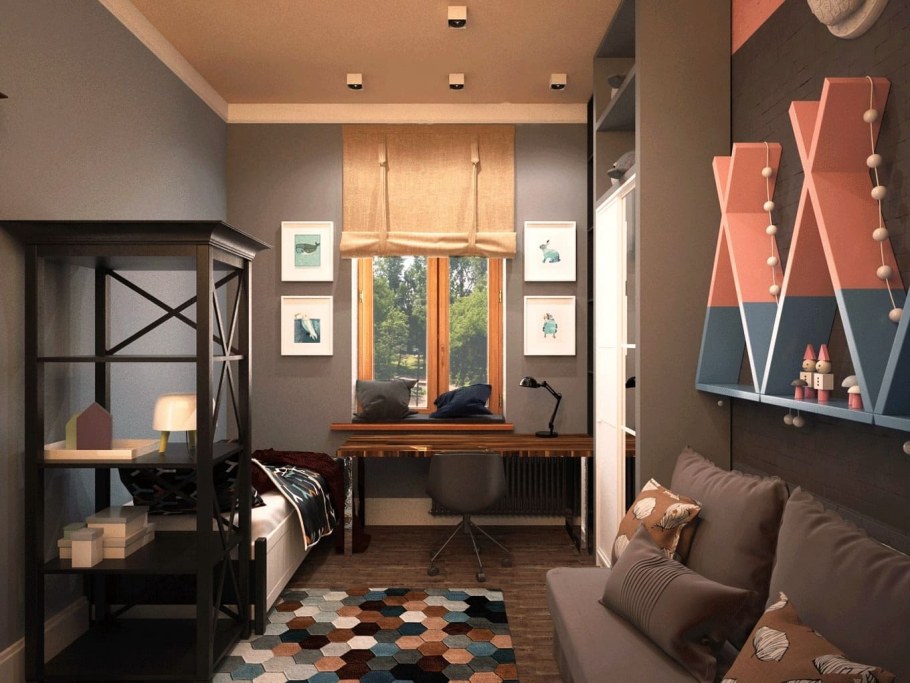 Коричневая комната для подростка