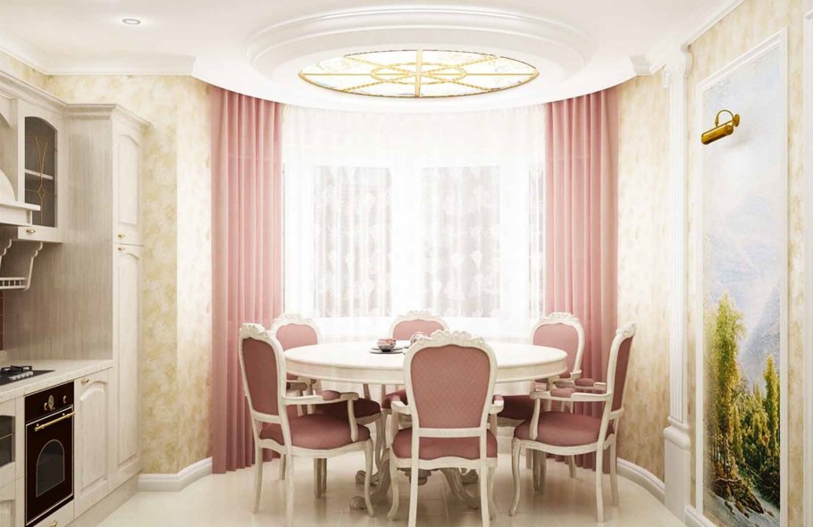 Шторы на кухню с эркером п44т