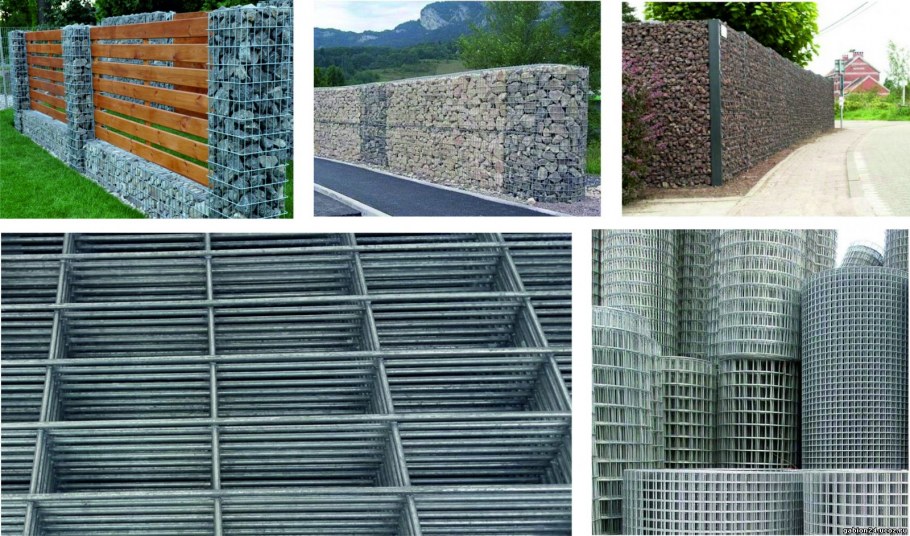 Забор из щебня и сетки