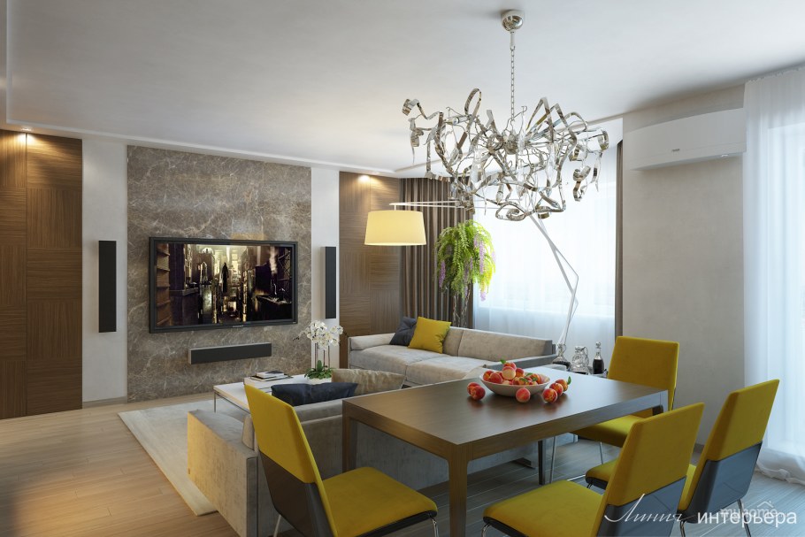 Гостиная с обеденной зоной