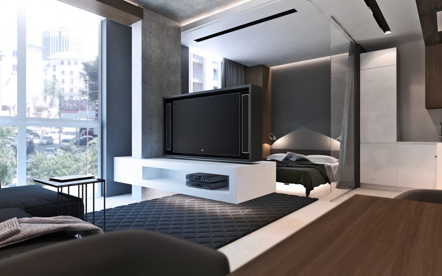 Современный интерьер квартиры студии 2019