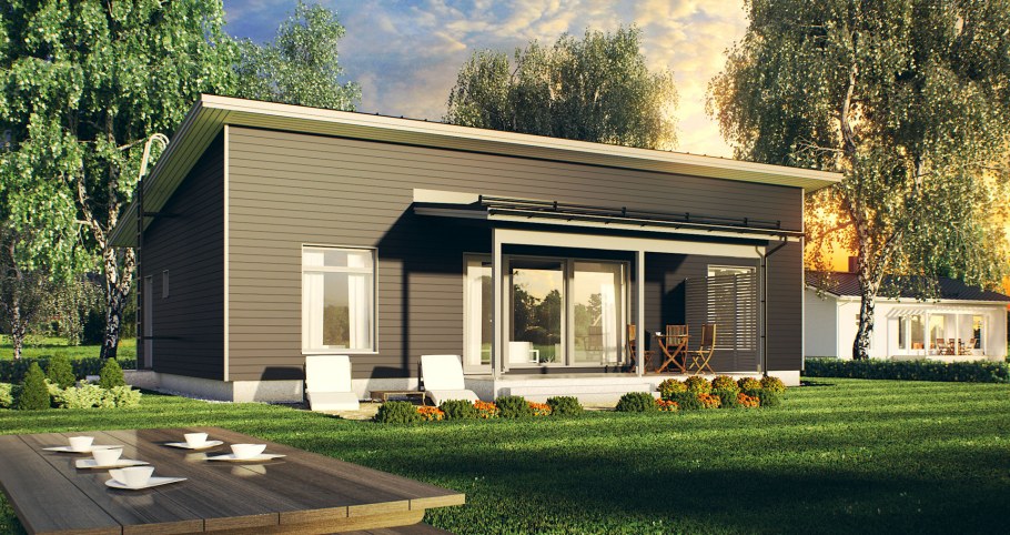 Финский дом с односкатной крышей