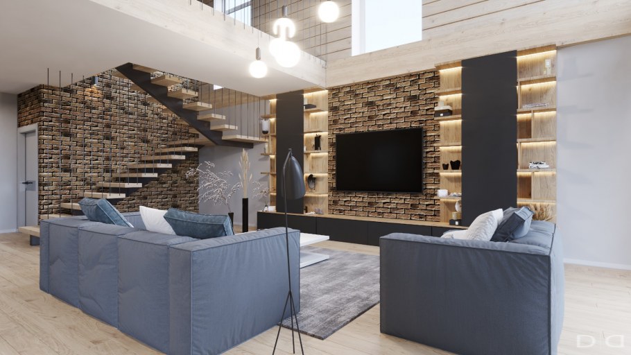 Кухня гостиная со вторым светом в стиле лофт