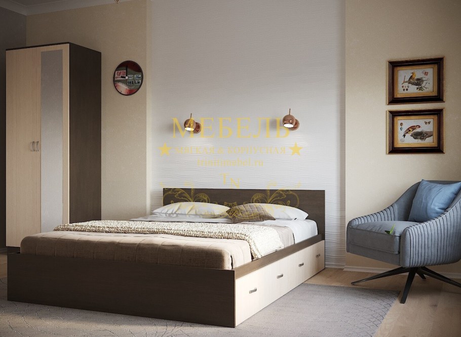 Кровать кр4я-140 Ронда с ящиками