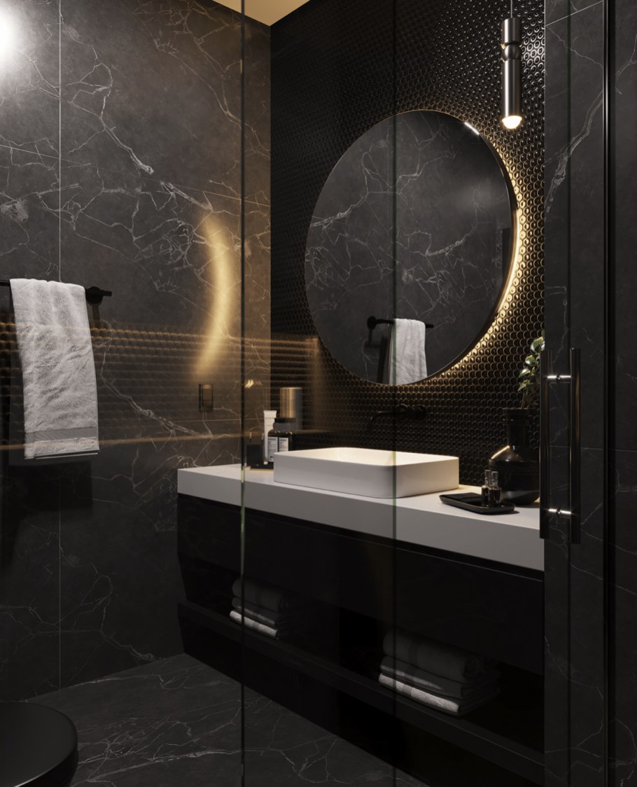 Санузел в темных тонах