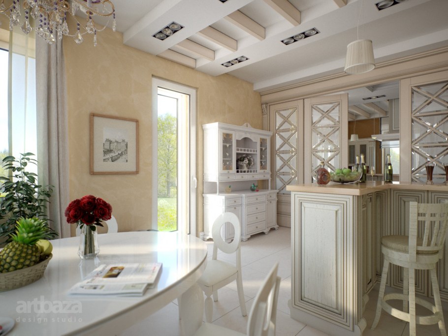 Спальня в стиле Франции с огромной кроватью