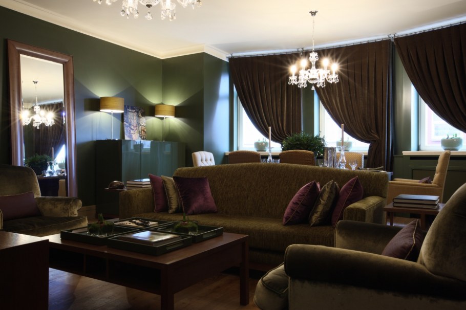 Зеленые стены в интерьере