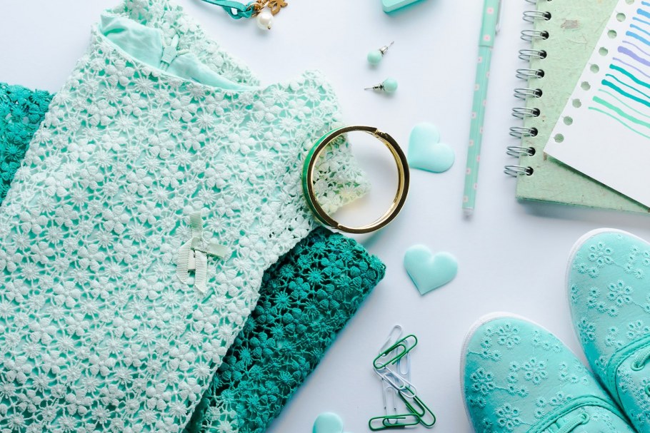 Flatlay бирюза