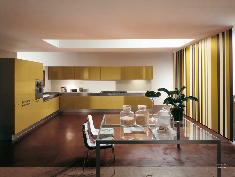 Кухни Модерн оливкового цвета