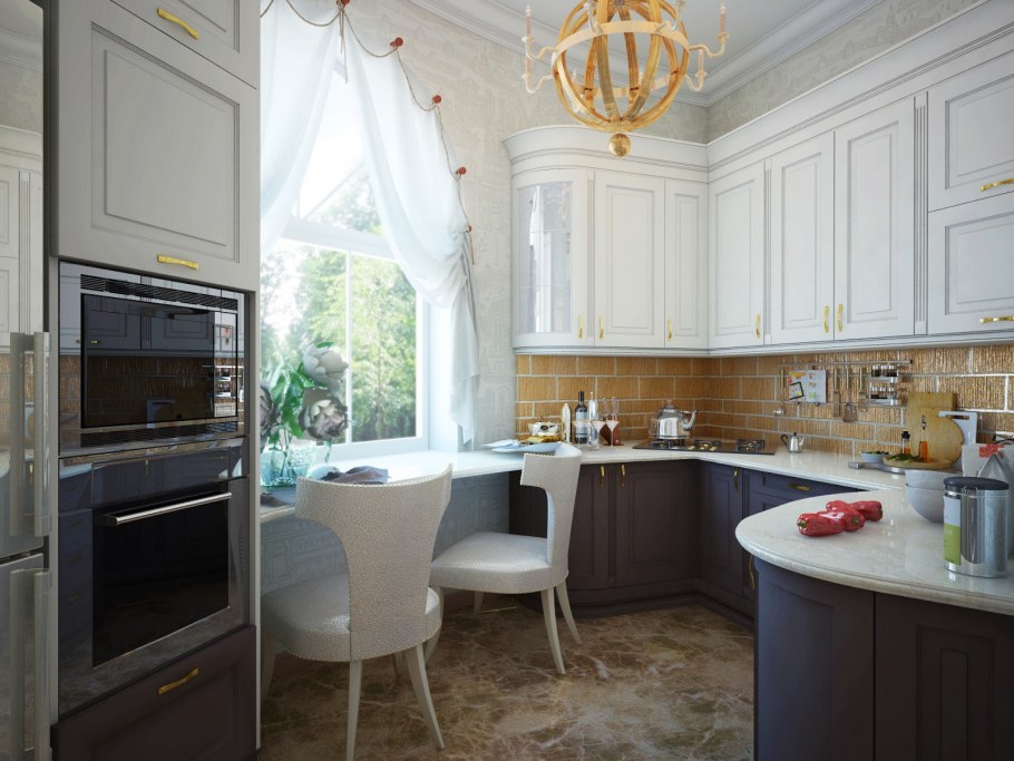 Интерьер кухни в частном доме 12 кв