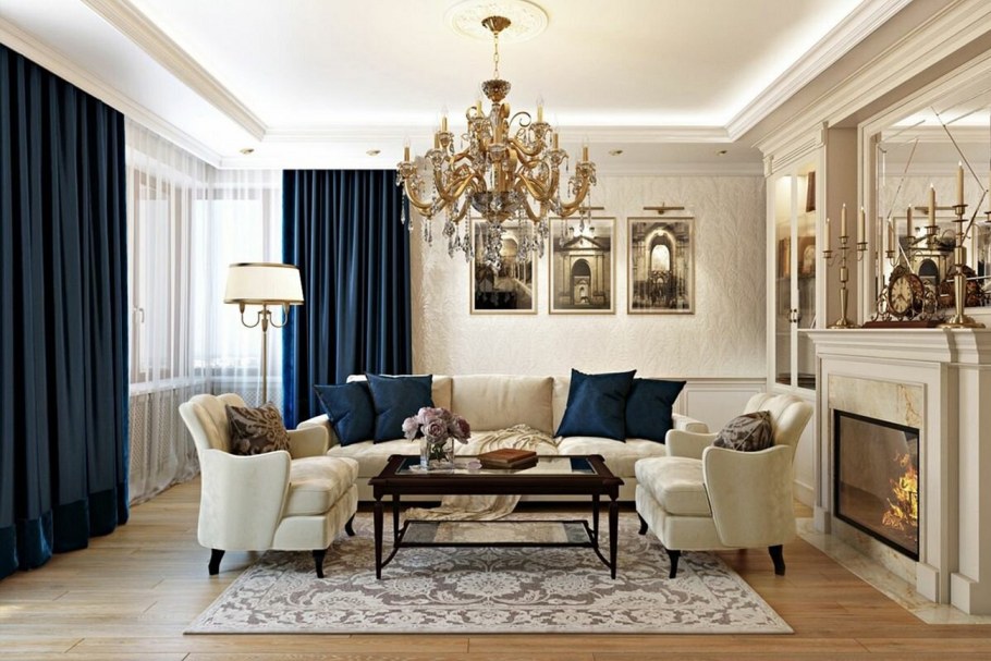 Стиль спальни неоклассицизм с окнами в сад