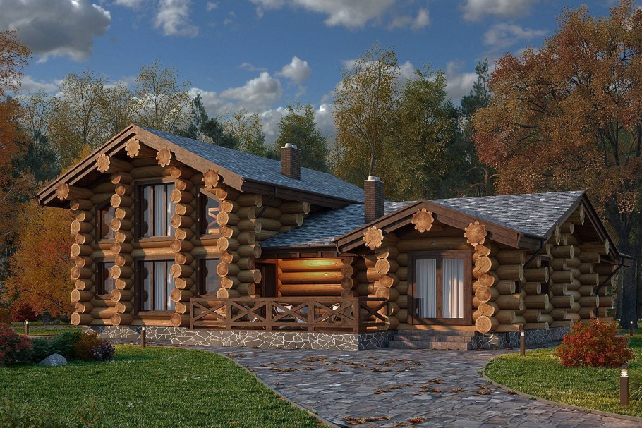 Дом из оцилиндрованного бревна Викинг