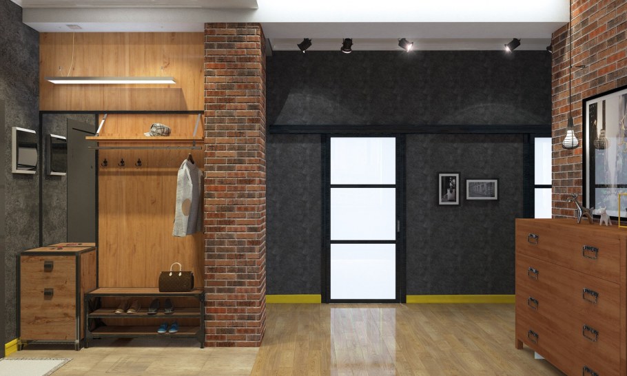 Декоративный кирпич в коридоре