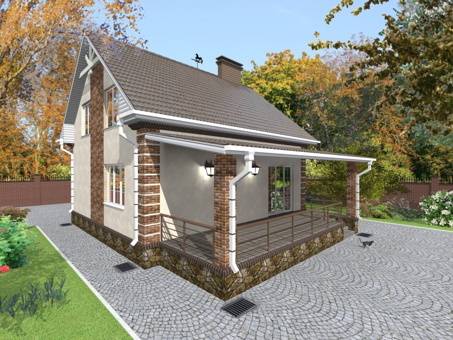 Дом с мансардой и террасой 120кв