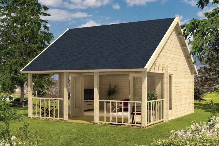 Дачный домик с террасой из минибруса