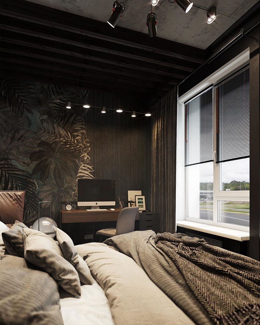 Спальня мужская лофт брутализм