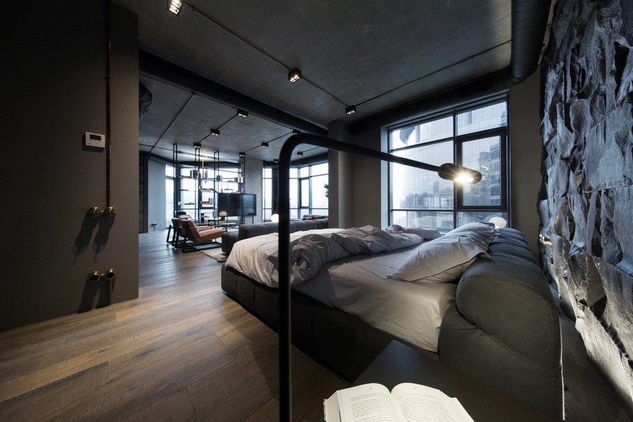 Спальня мужская лофт брутализм
