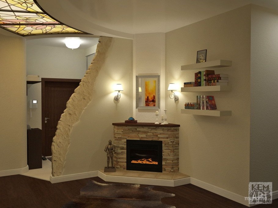 Комната с угловым камином