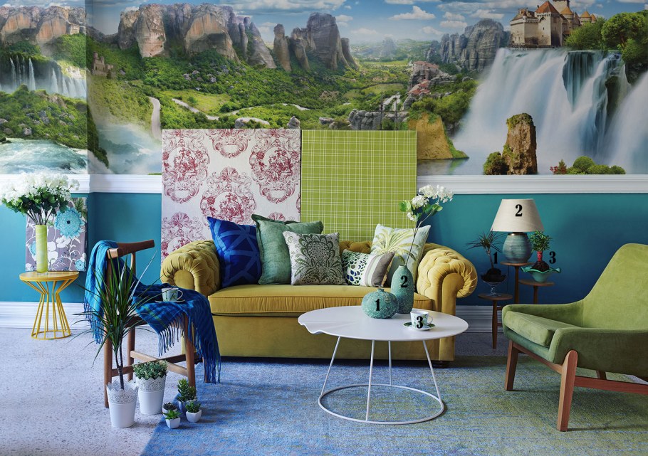 Сочетание цветов в интерьере гостиной палитра