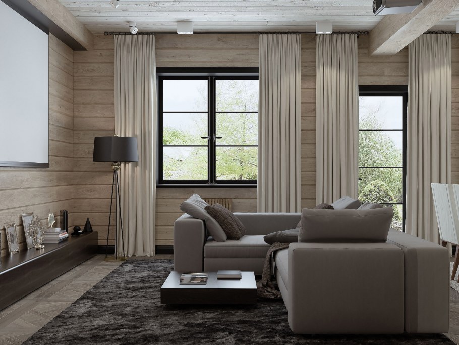 Гостиная в брусовом доме