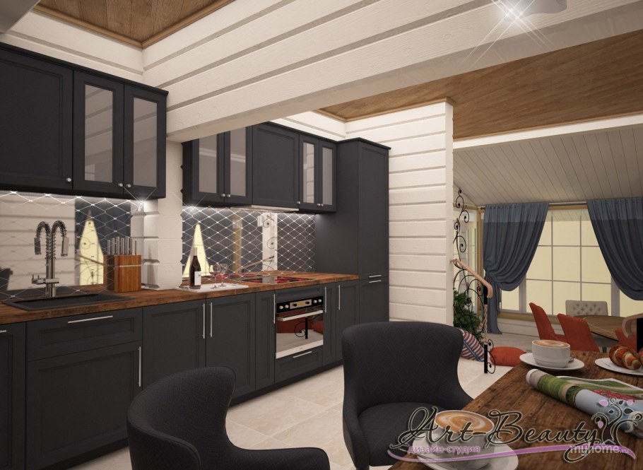 Стильная кухня в загородном доме