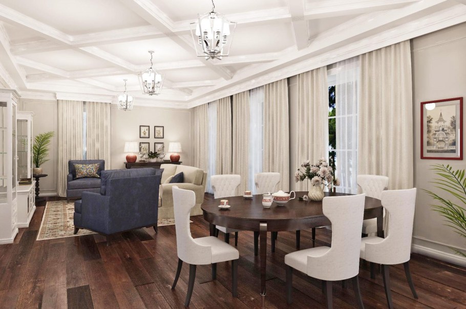 Проект кухни гостиной в загородном доме