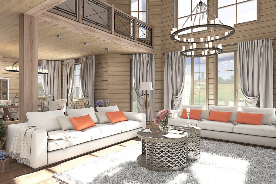 Дом Шале из клееного бруса интерьер