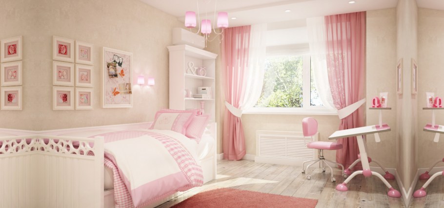 Комната для девочки в светло розовых тонах