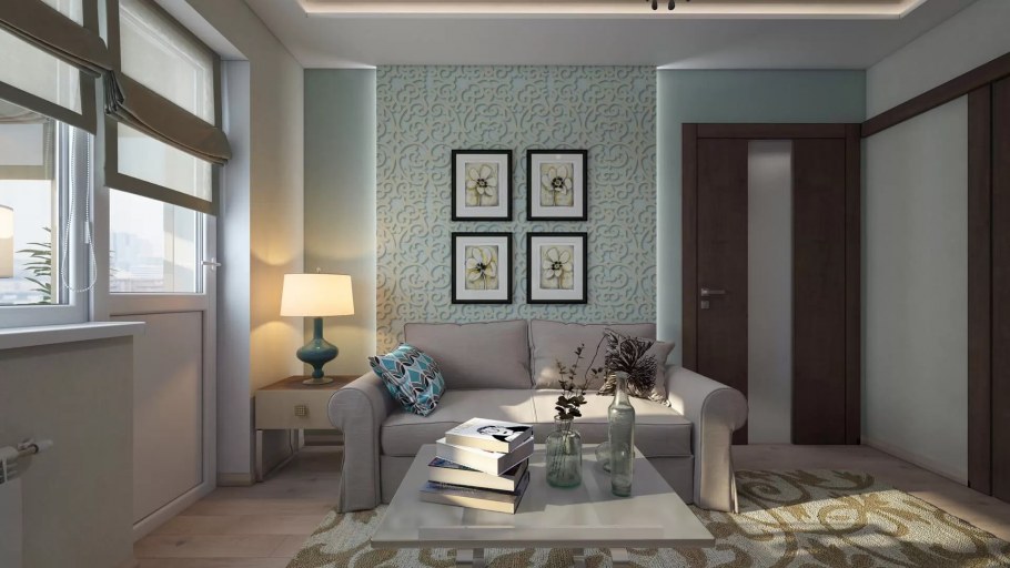 Гостиная в серо бежевых тонах в современном стиле