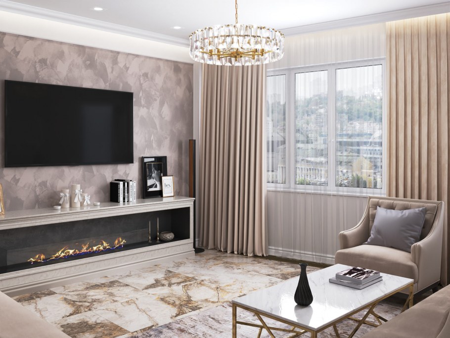 Комбинированные обои для гостиной