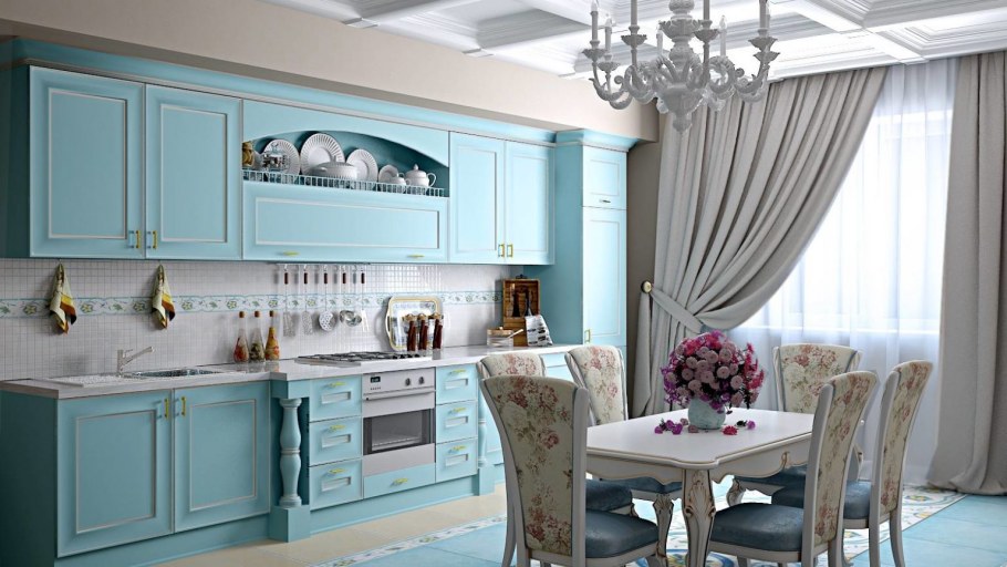 Яркая кухня в стиле Прованс в интерьере