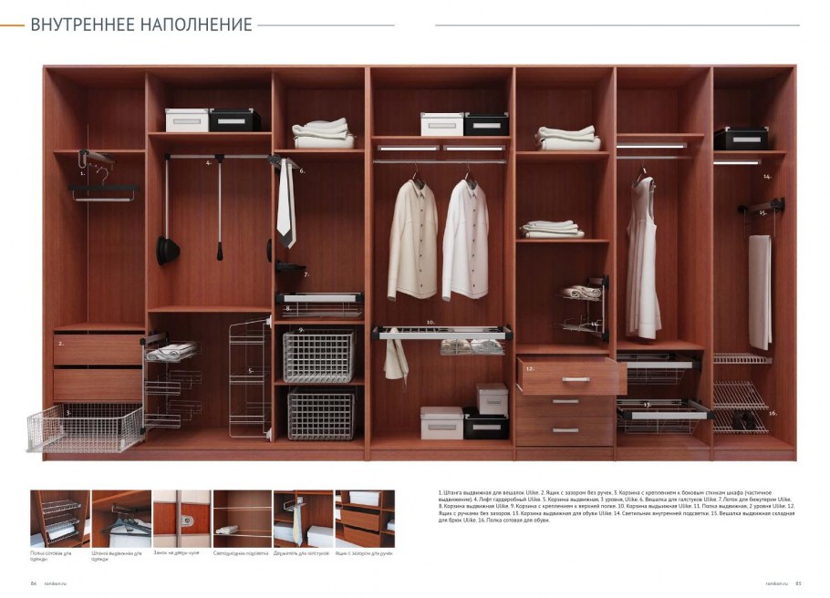 Наполнение шкафа в спальню