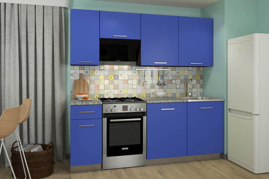 Кухня голубого цвета