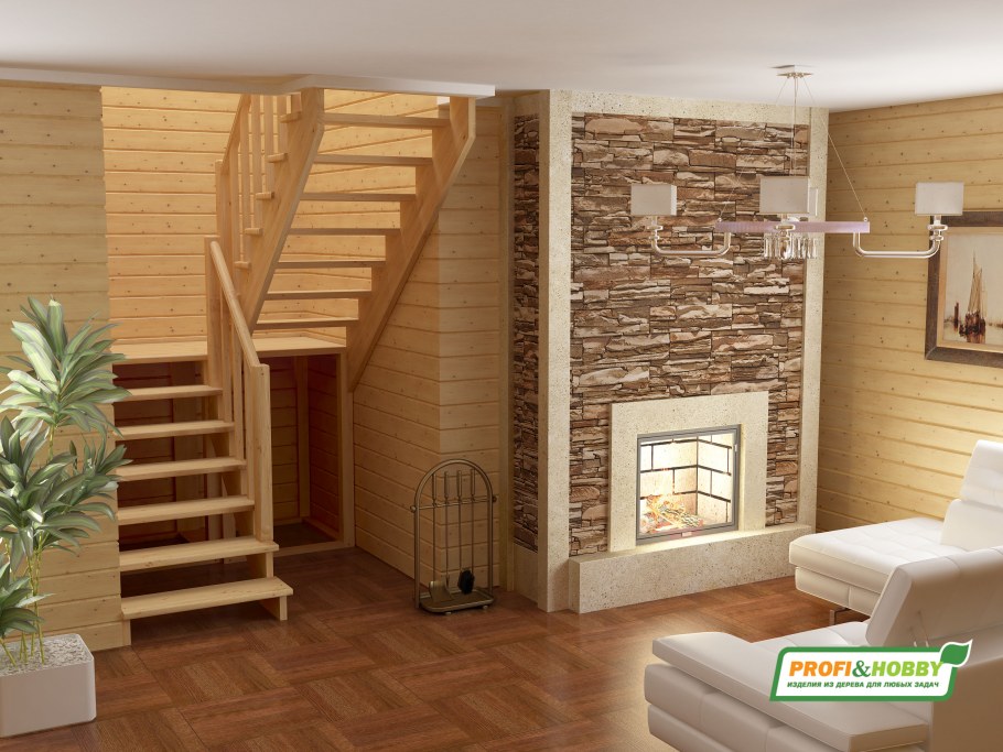 Лестница к-004м 1 п с подступенками сосна 7 уп