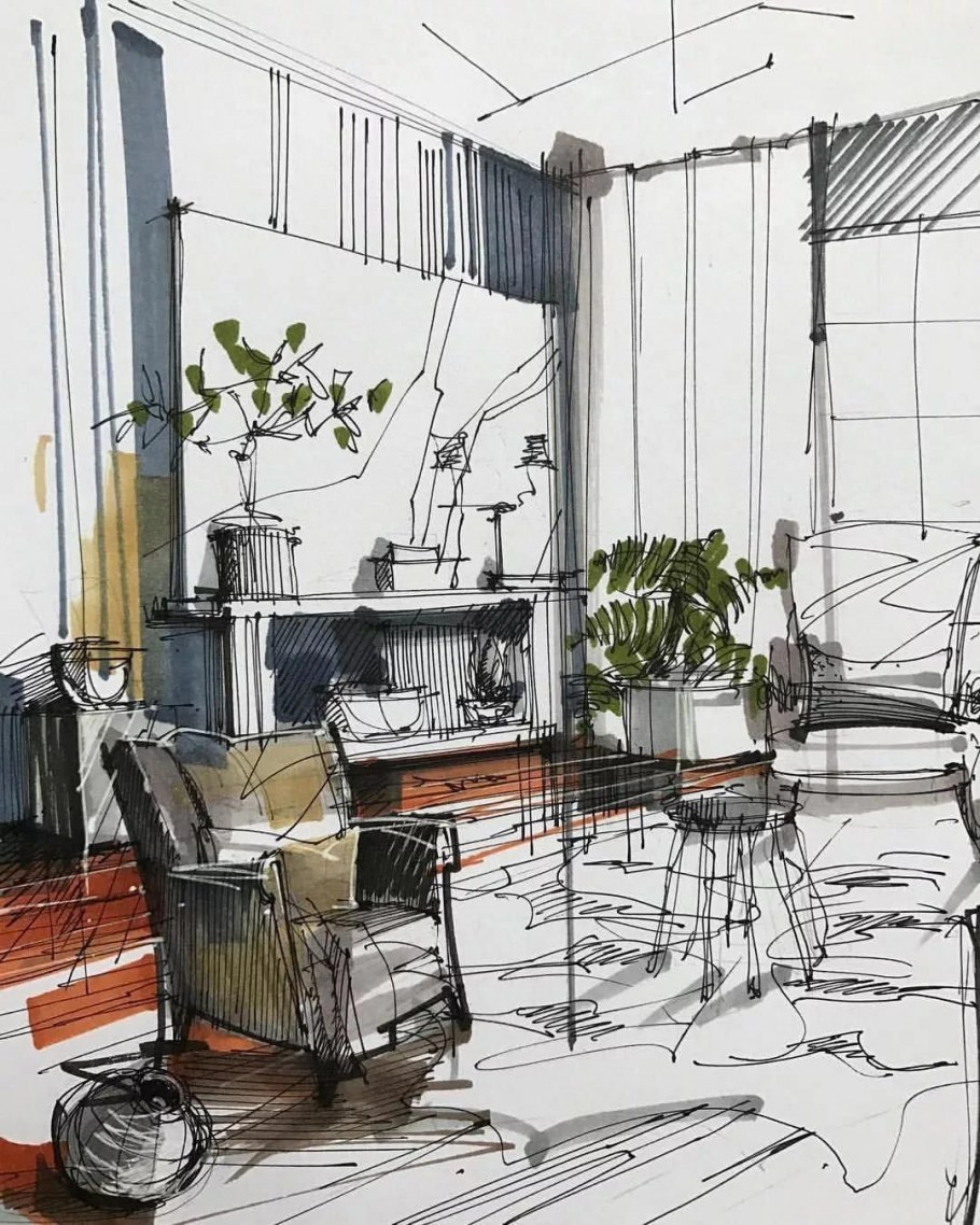 Тихомиров Сергей скетчинг интерьерный