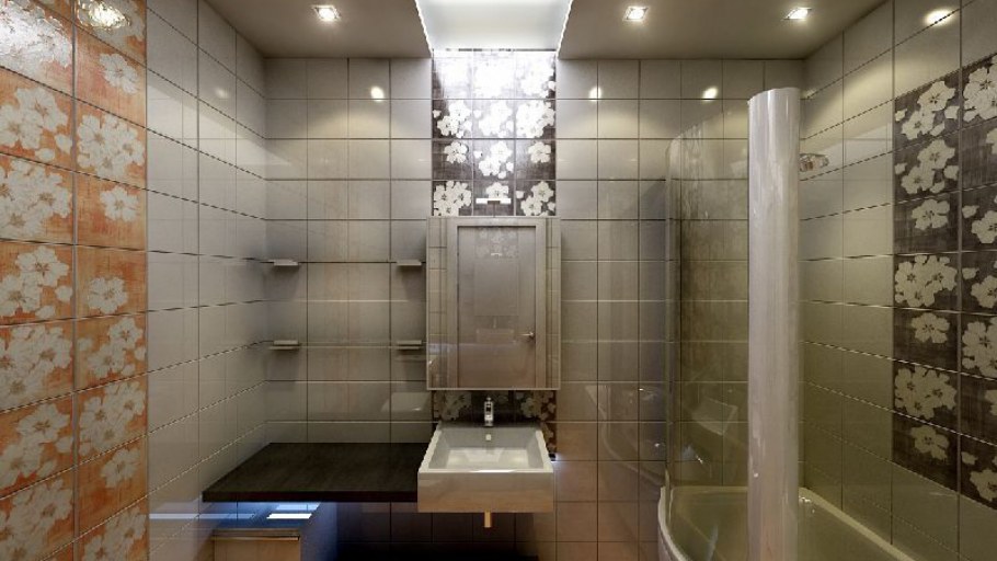 Голубая мозаика в ванной комнате