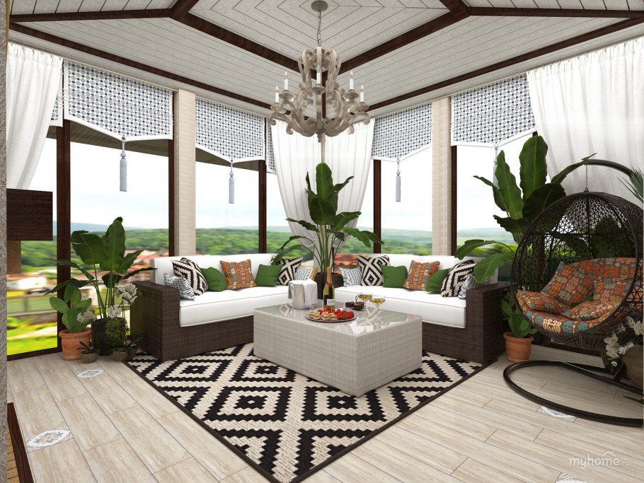 Застеклённая веранда в Восточном стиле